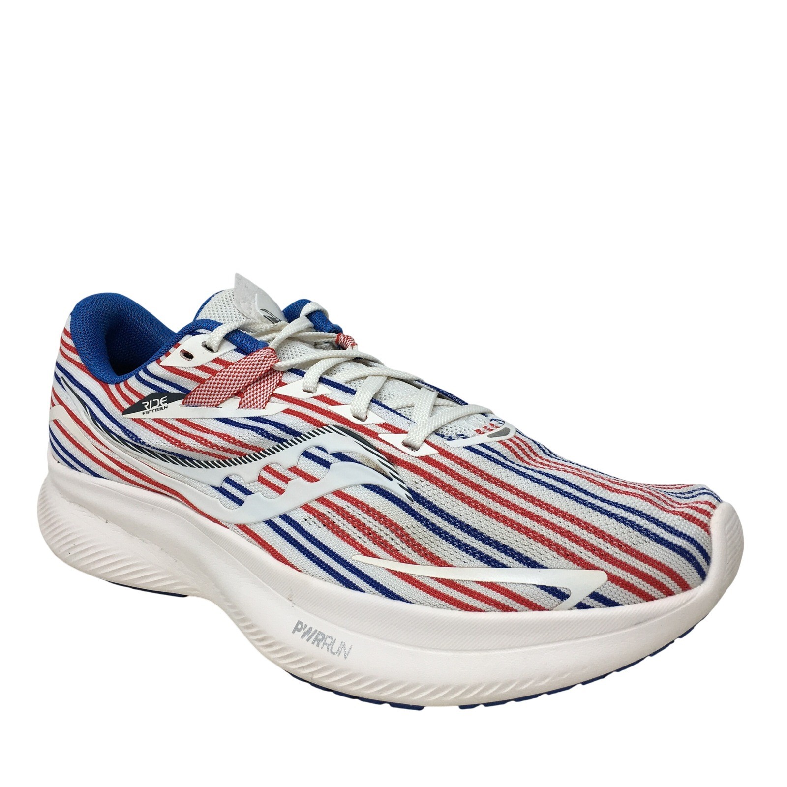Saucony Ride 15 Running Shoes Sneakers Mens Size 8.5 Banner Red White Blue USA