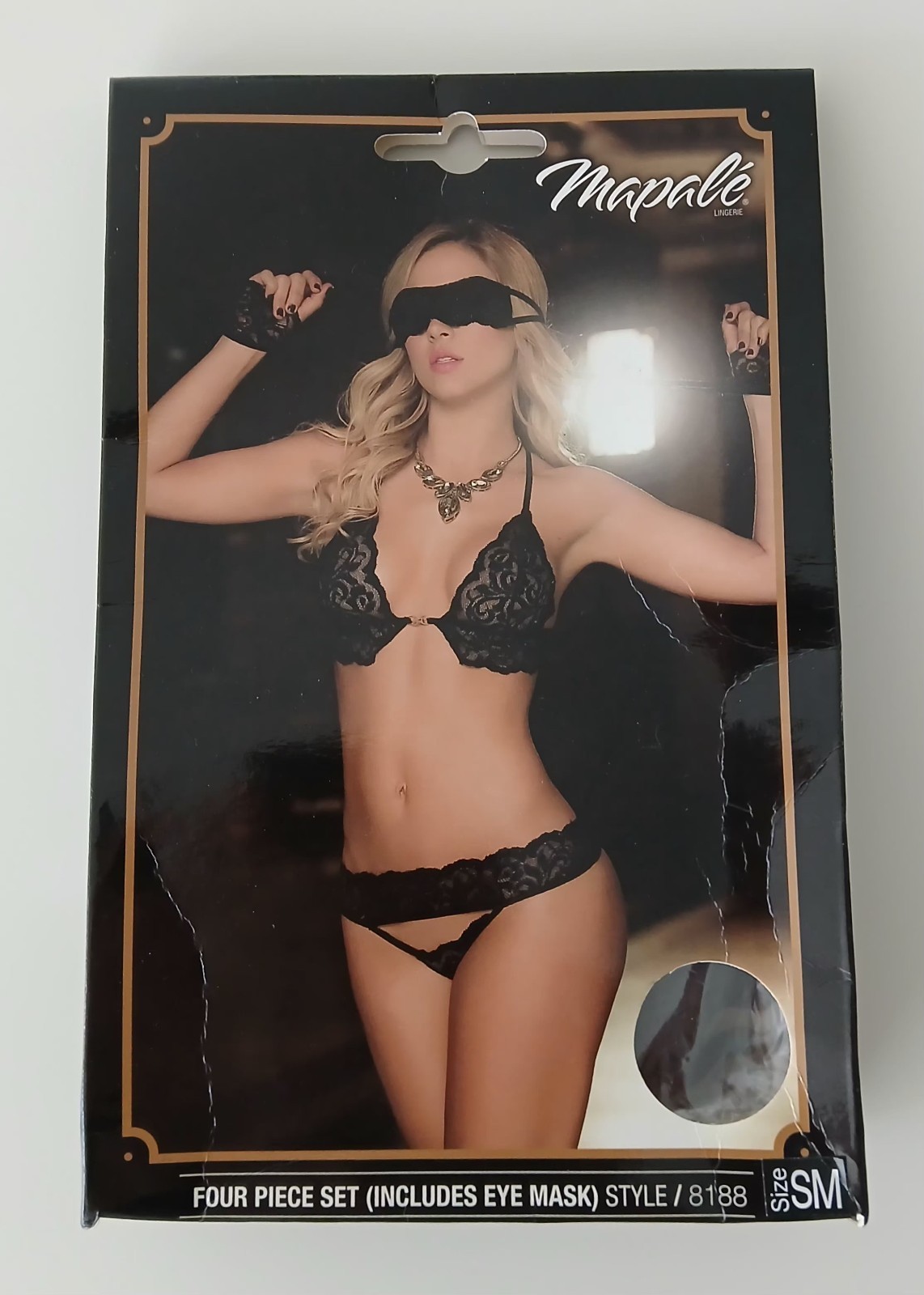 Mapale Lingerie 8188 New 4 Piece Set Color Black Size Small With Eye Mask Cute