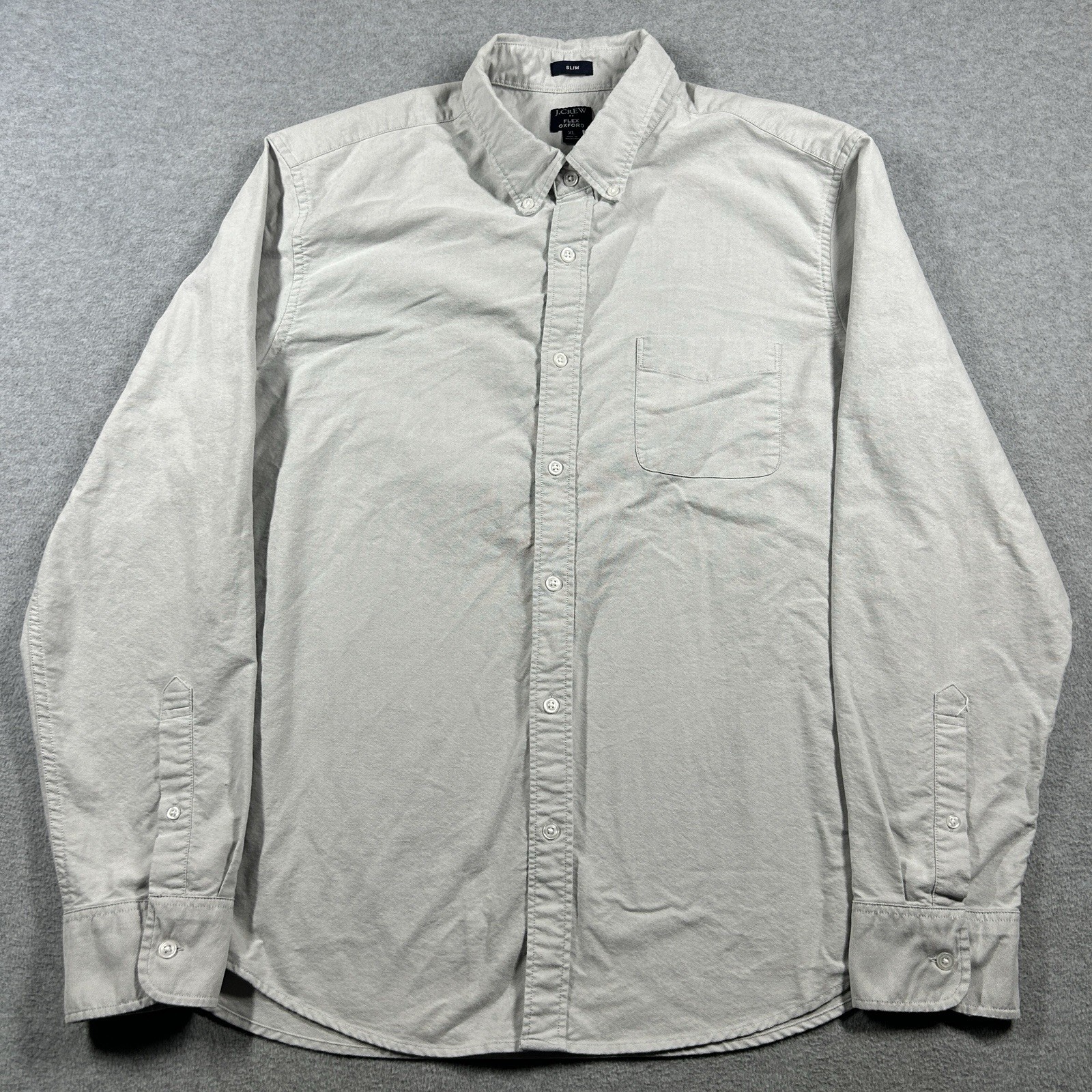 J Crew slim fit flex oxford button down shirt men’s extra large gray long sleeve