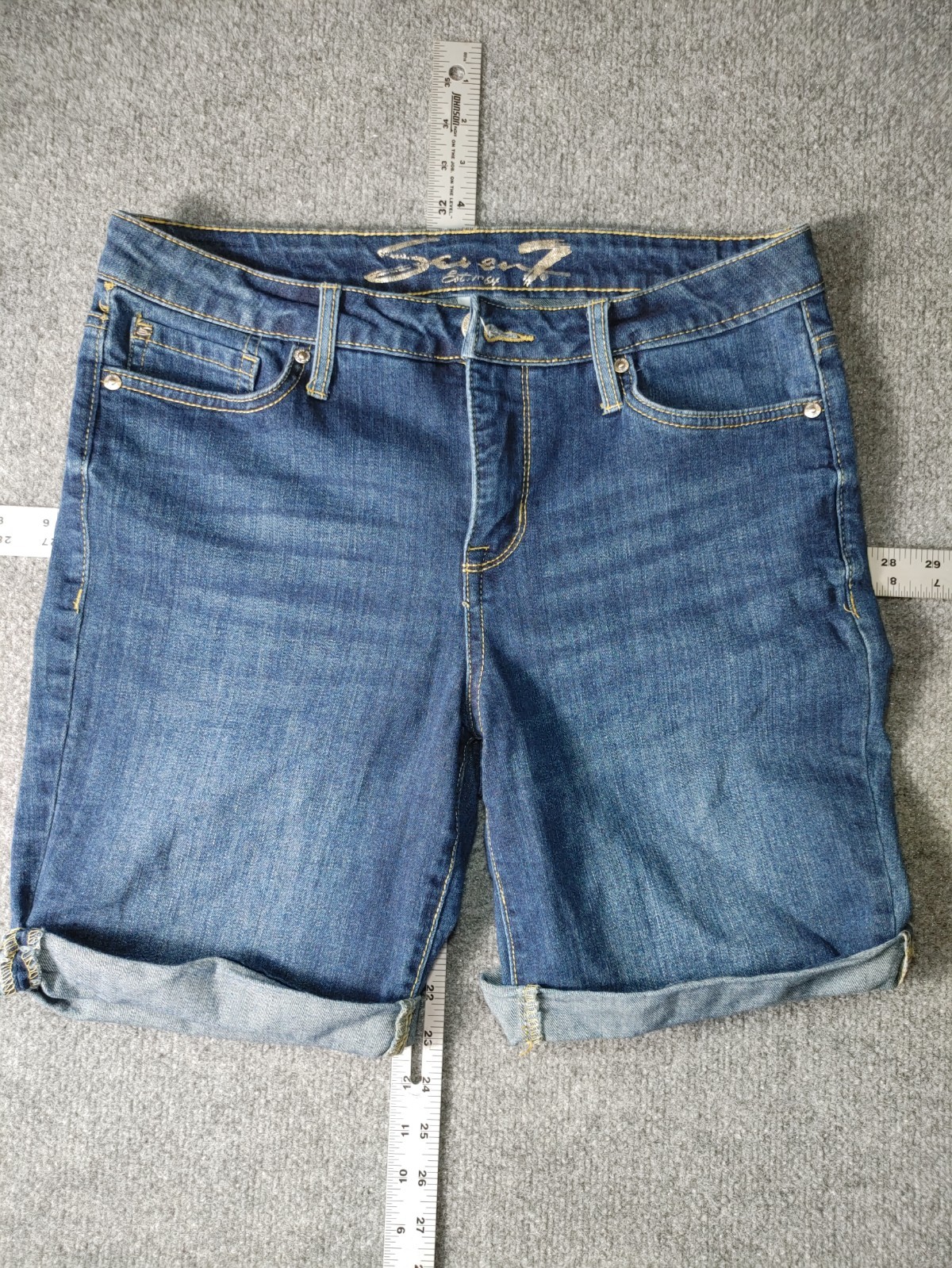 Seven 7 Sunset 9″ Bermuda Shorts Capri Rolled Cuff White Size 8