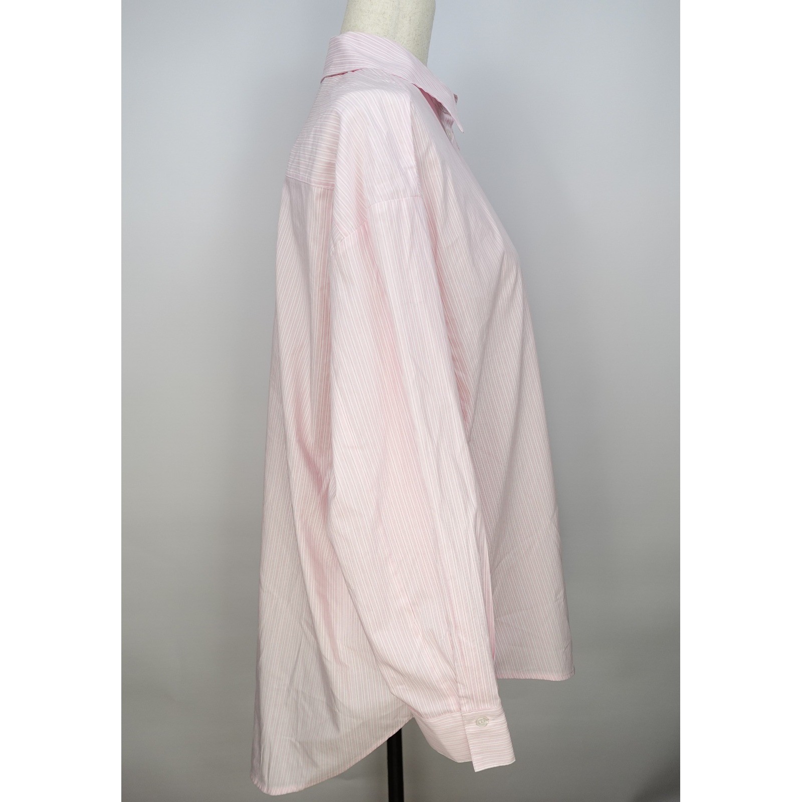 Zara Pink White Striped Oversized Button Up Shirt Long Sleeve Blouse Womens