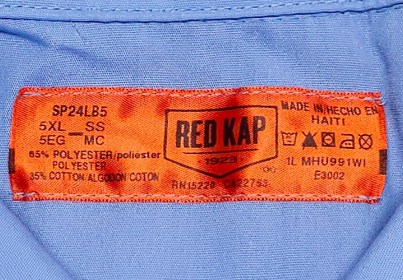 NEW Red Kap Men’s Short Sleeve Industrial Work Shirt Size 5XL Lt. Blue SP24LB5