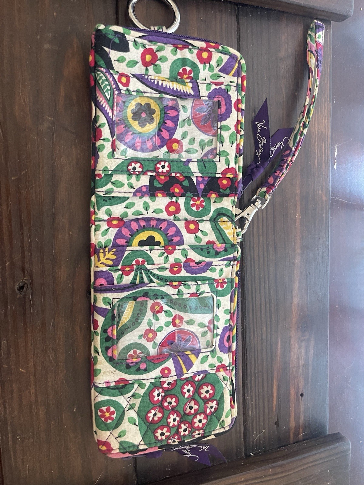 Vera Bradley Floral Bamboo Top Handle Bag Magnetic Closure + Wristlet