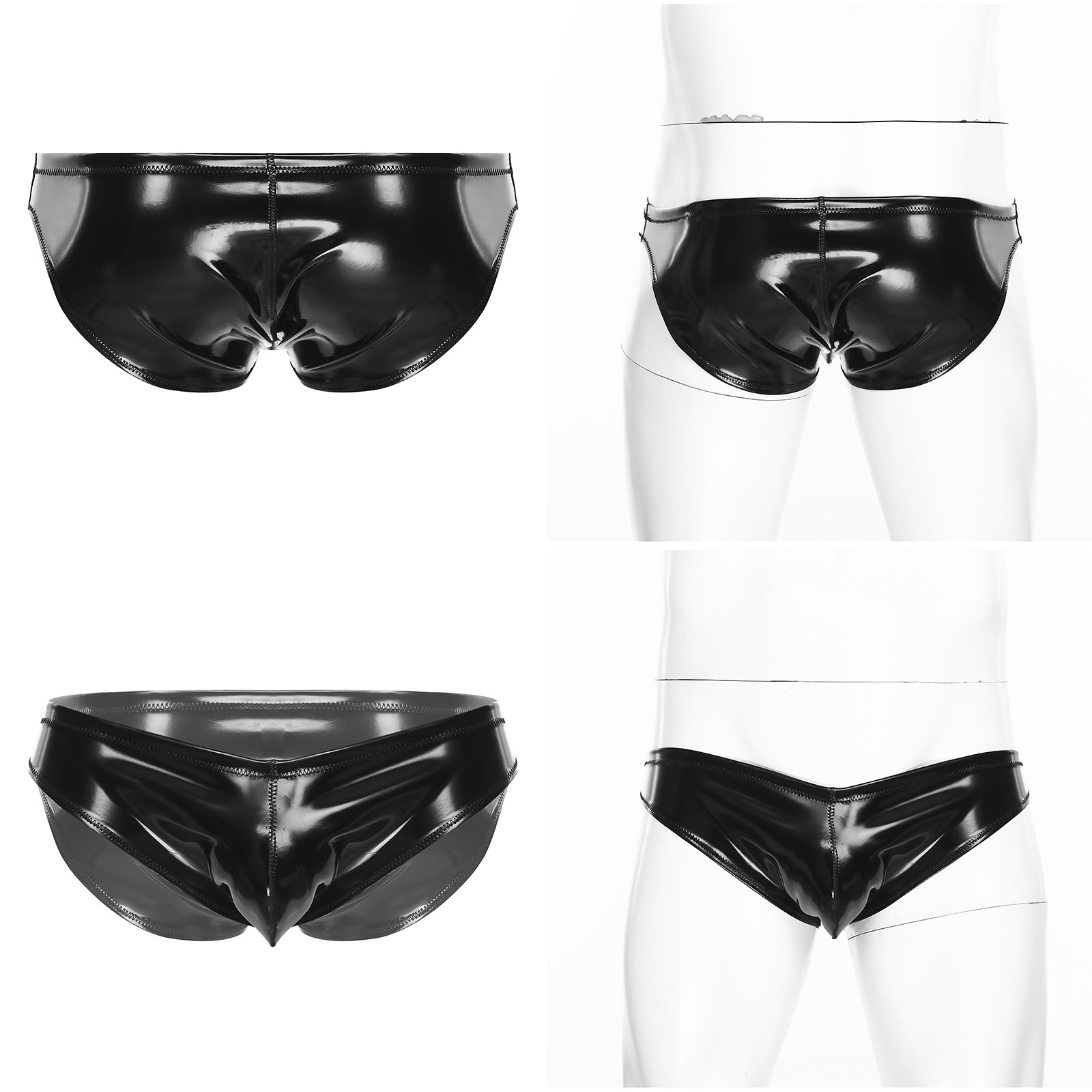 Mens Patients Solid Underwear Nightclub Briefs Date Night Underpants Latex Suit