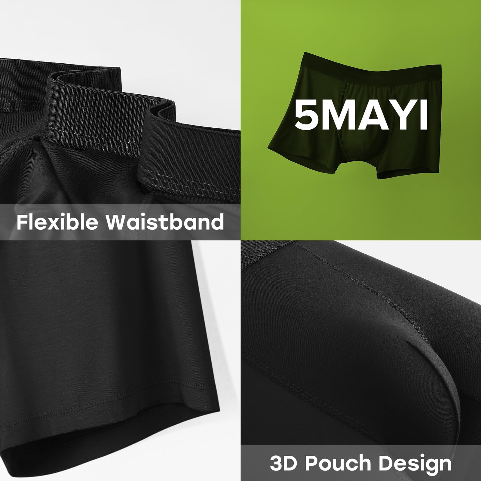 5Mayi Bamboo Viscose Boxer Briefs X-Large, A:4 Pairs Mens Trunks