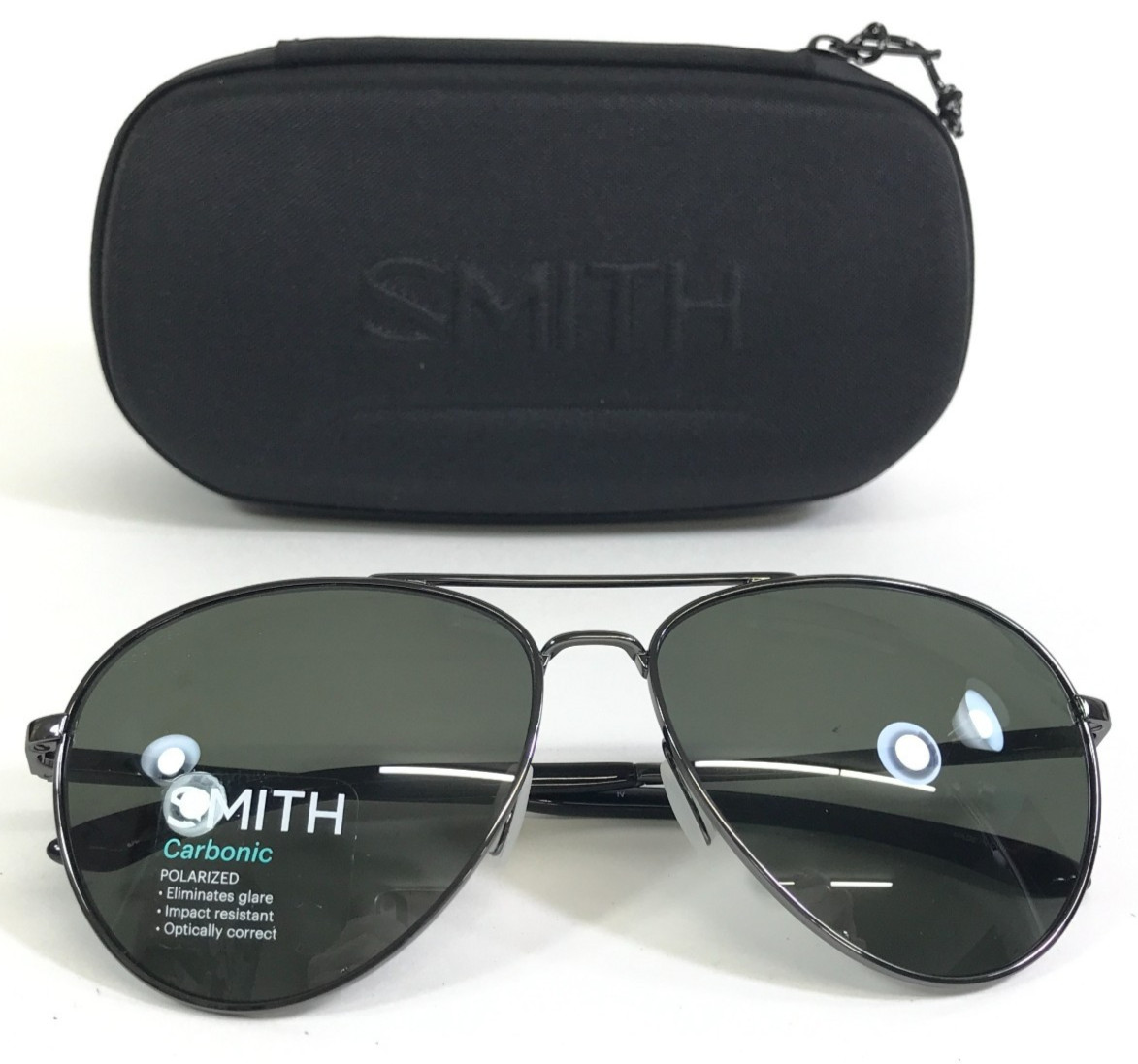 Smith Sunglasses Layback KJ1 X5 Gunmetal Frames with Dark Green Polarized Lenses