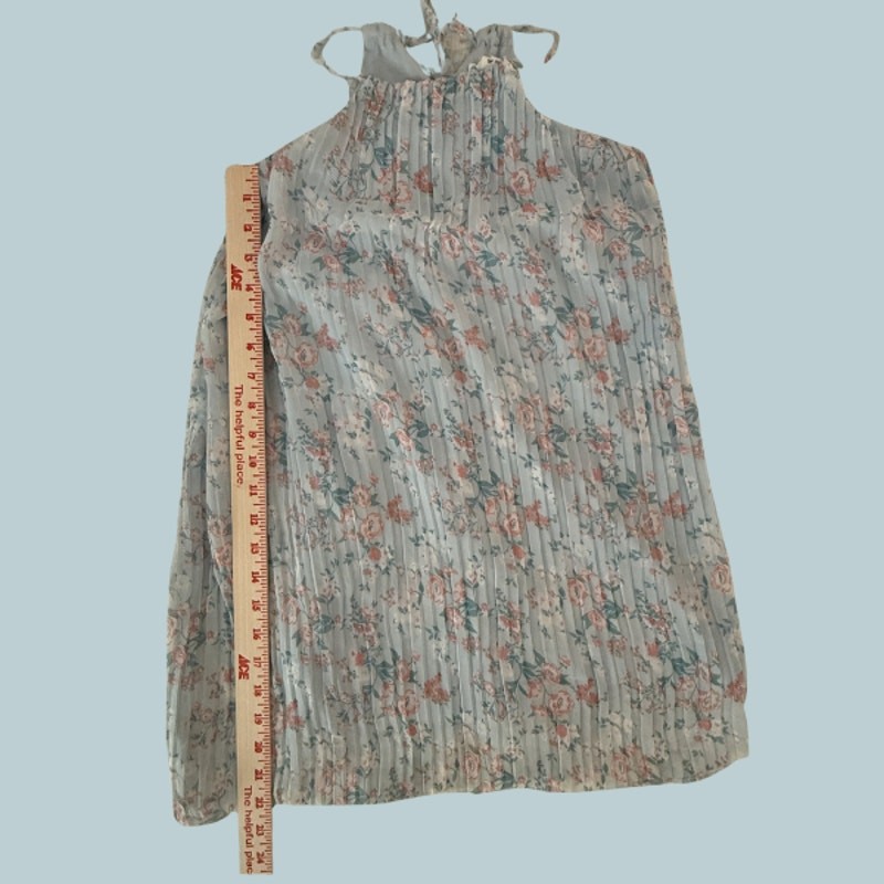Maddie Michelle Floral Pleated Halter Top Sage Green Rose Print Size Small