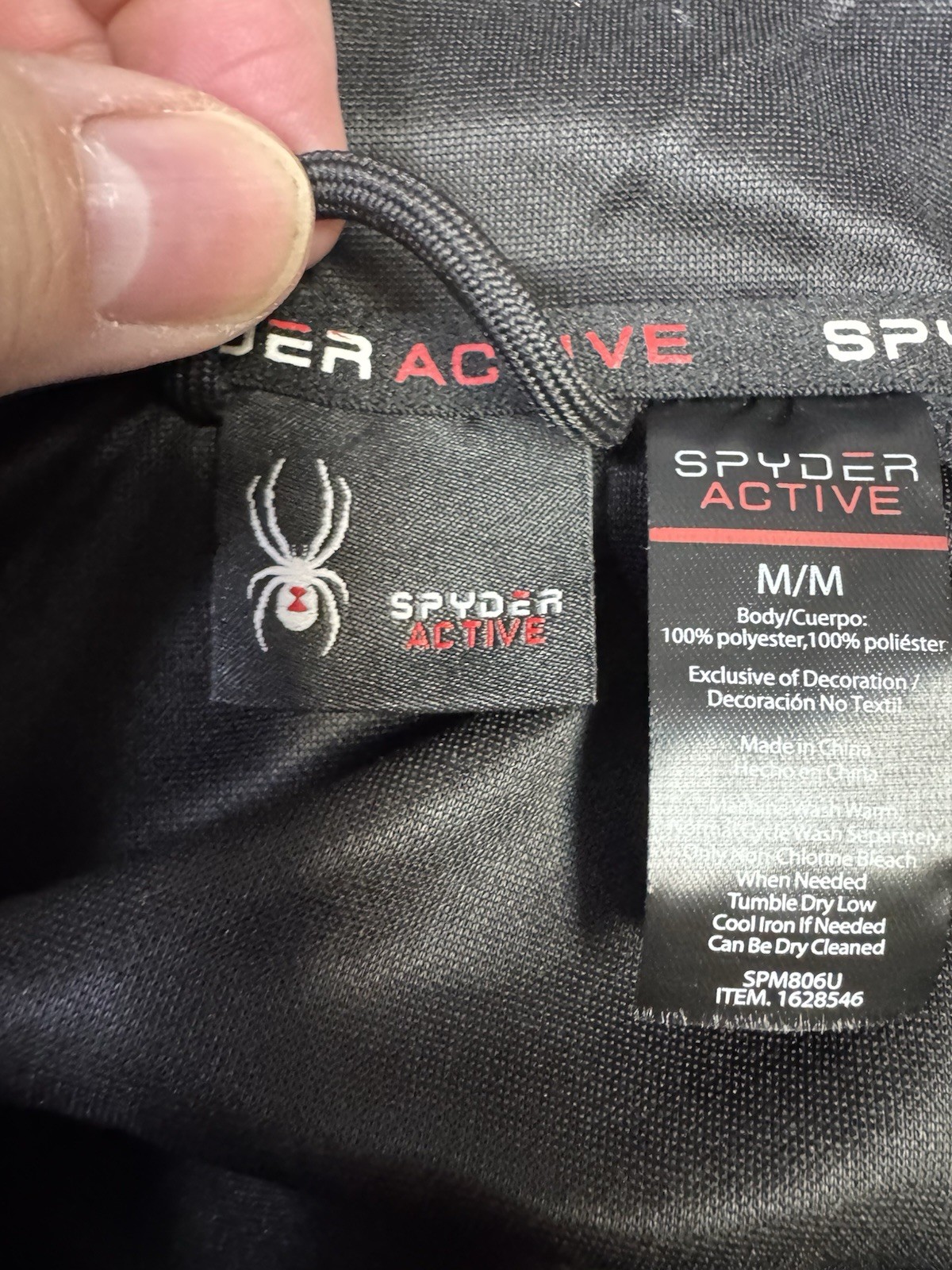 SPYDER Active Black Full Zip Breathable Jacket Moisture Wicking Size Medium