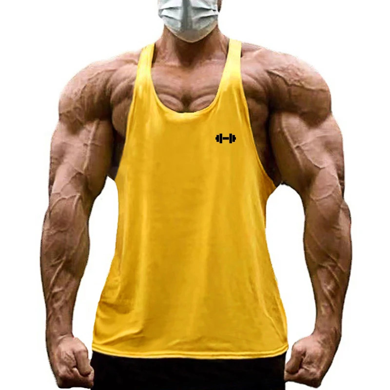 Gym Bodybuilding Stringer Y-back Tank Tops Mens Fitness Sleeveless Cotton