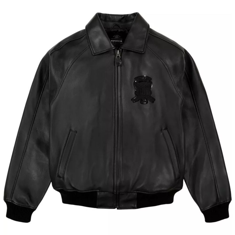 Men’s Black Avirex Real Leather Bomber Jacket American Flight Leather Jacket