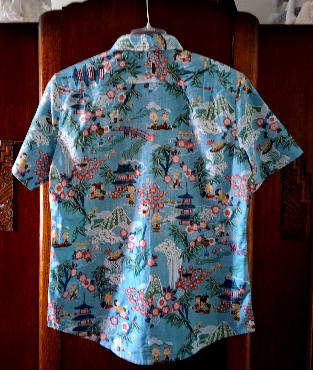 Reyn Spooner Men’s ” PEANUTS IN JAPAN” NWT TAILORED FIT Aqua Button Front Sizes