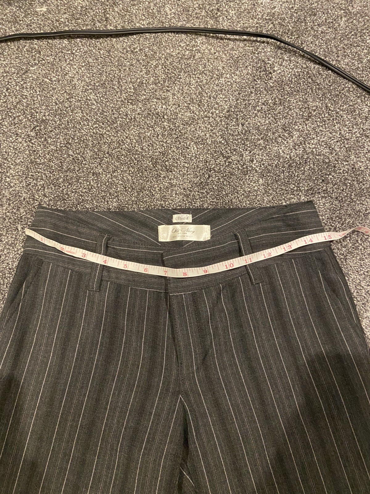 Vintage Y2K Old Navy Women Pants Size 1 Short Pinstripe Gray Purple Low Rise