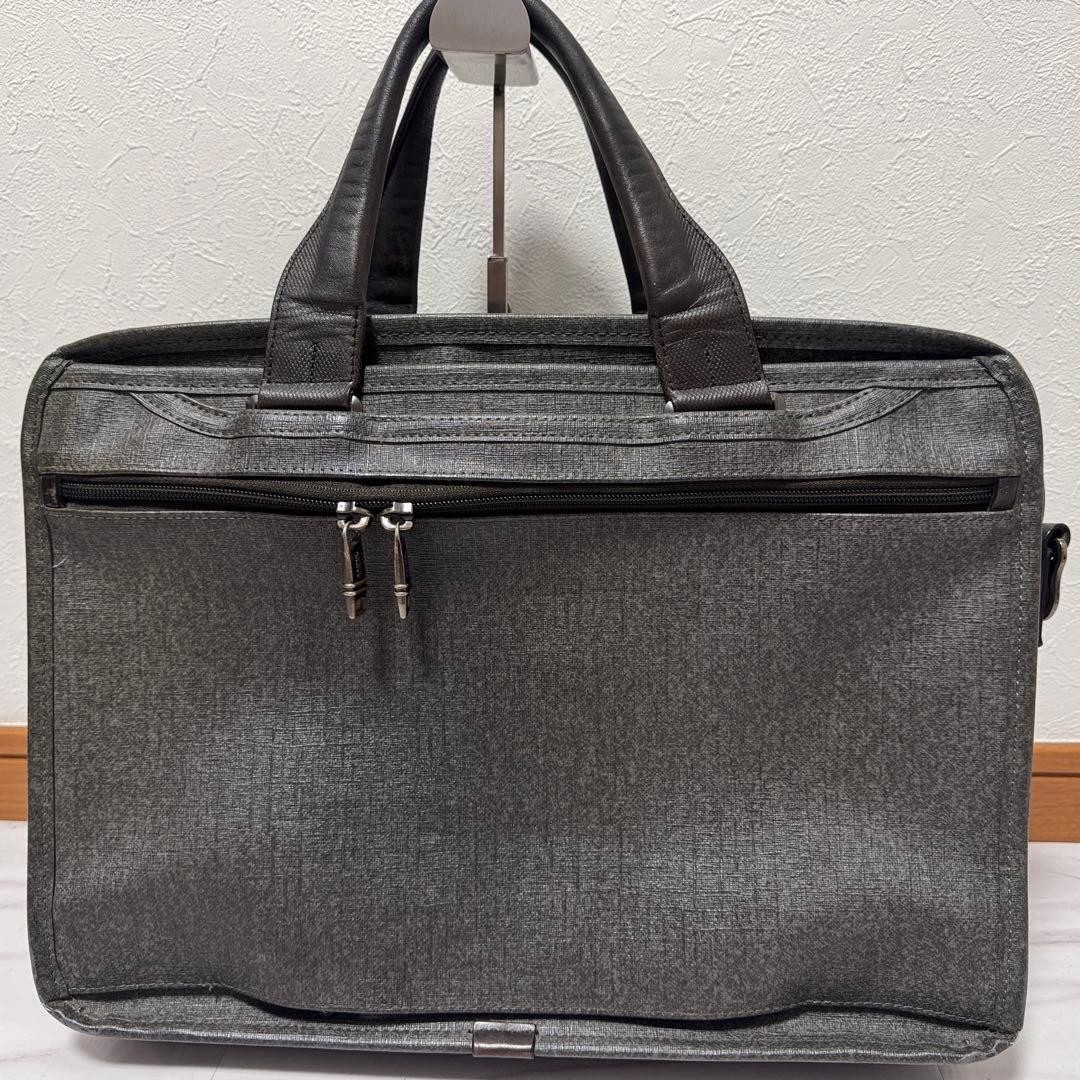 TUMI 26141EG2 Alpha 2 Expandable 2Way Briefcase Gray Brown Business Bag Shoulder