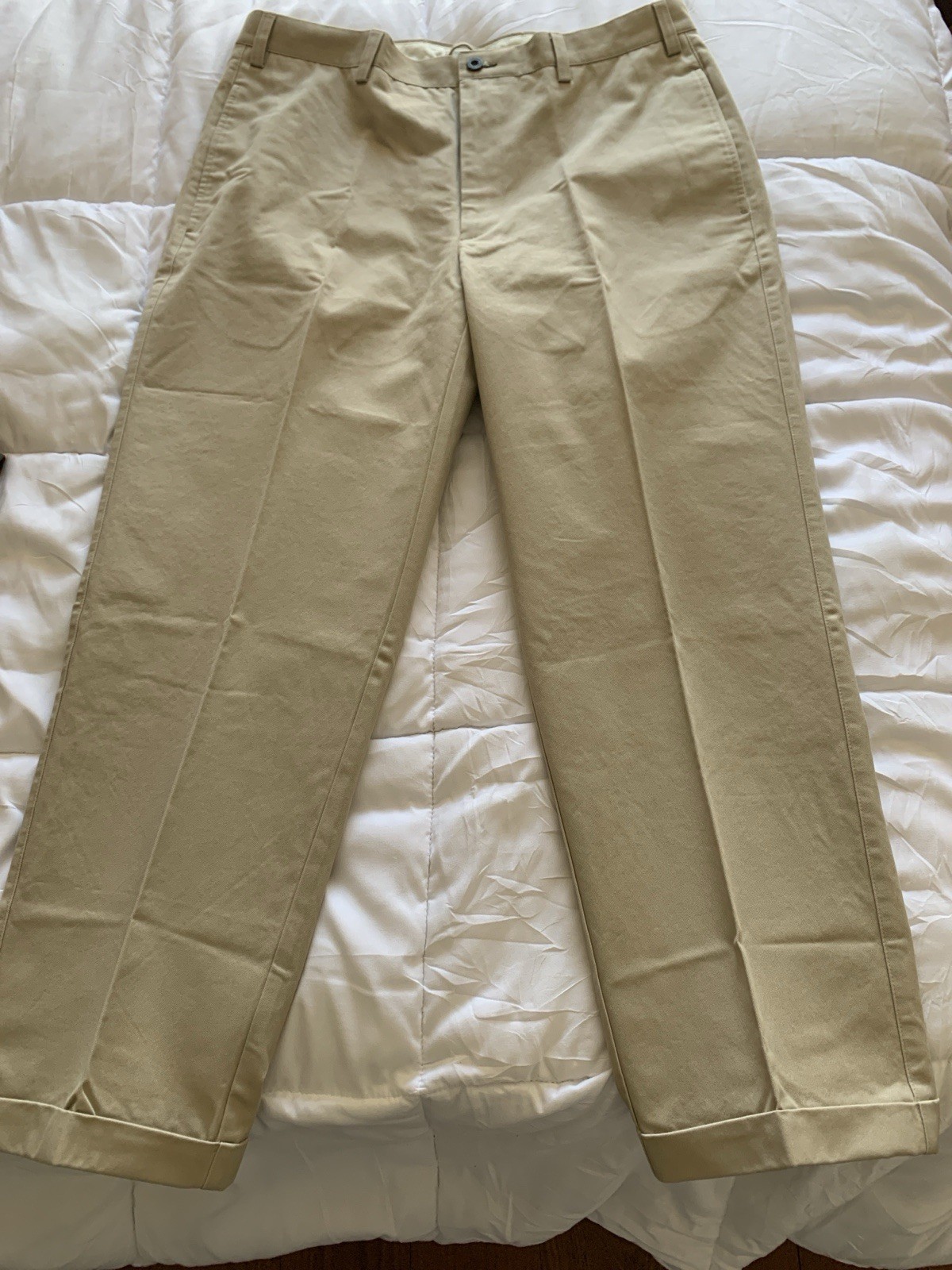 Orvis Classic 1856 Khaki Cotton Twill Flat Front Straight Chino Pants 36 NWOT