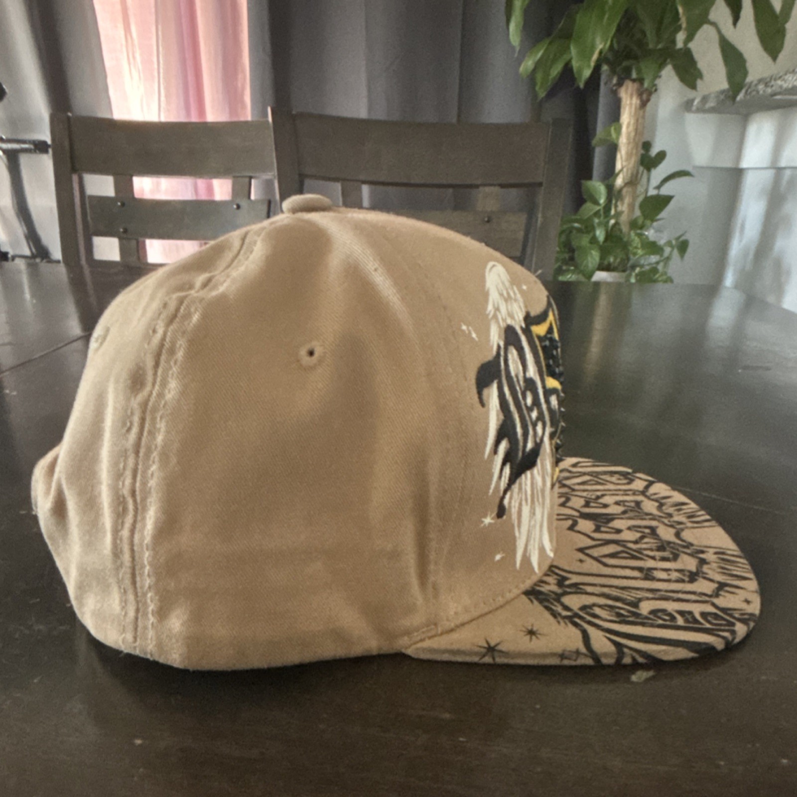 Top Level Snapback Hat Adjustable Tan Graphic Religious Theme Men