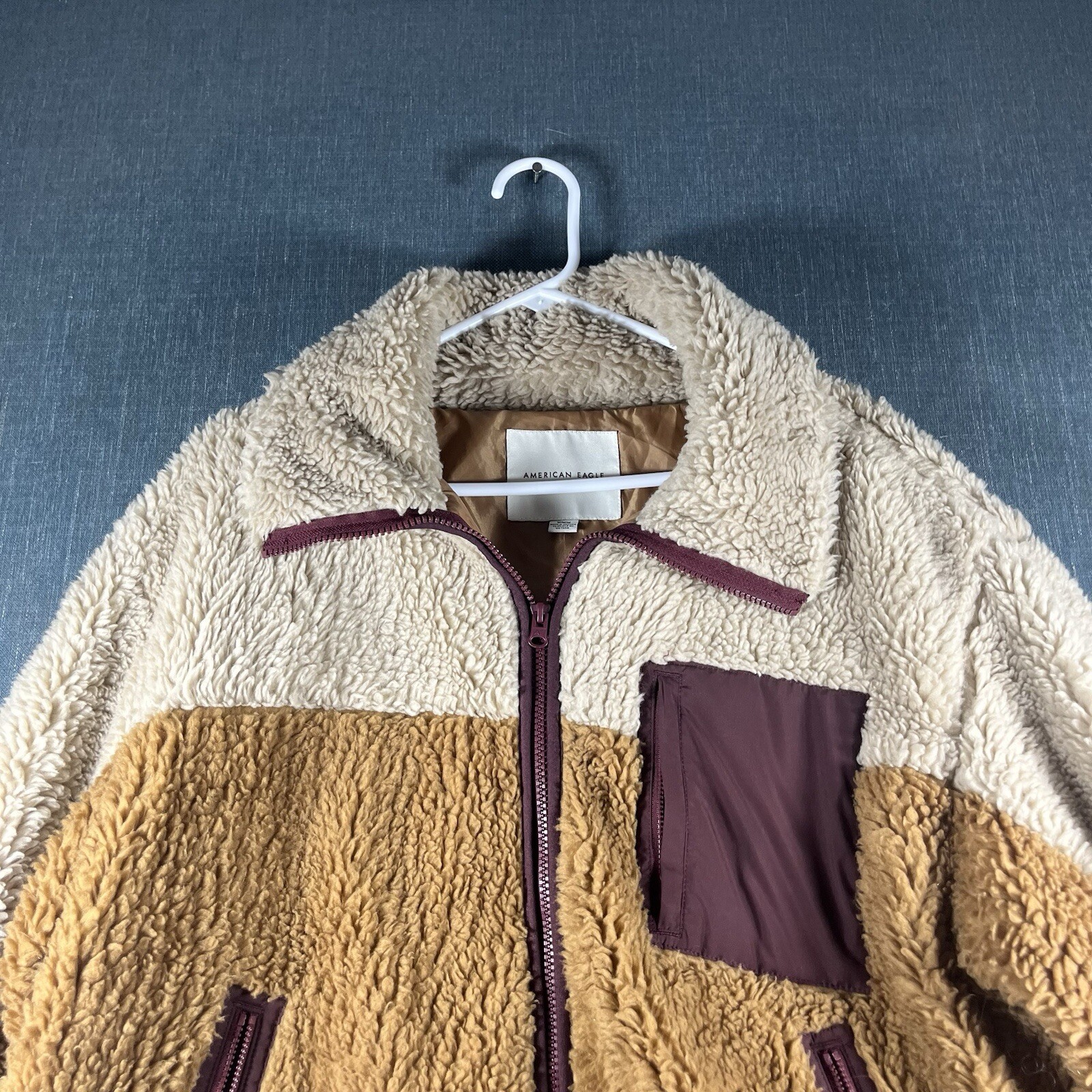 American Eagle Womens Jacket Brown Long Sleeve Full Zip Size M Acrylic Blend