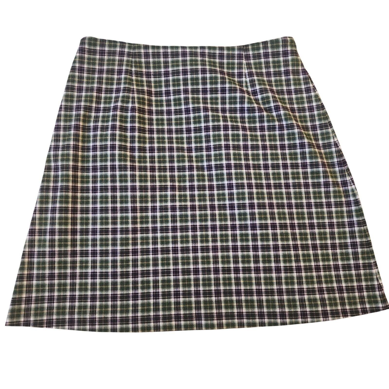 American Eagle Outfitters Green Purple White Plaid Twill A-Line Short Skirt 4