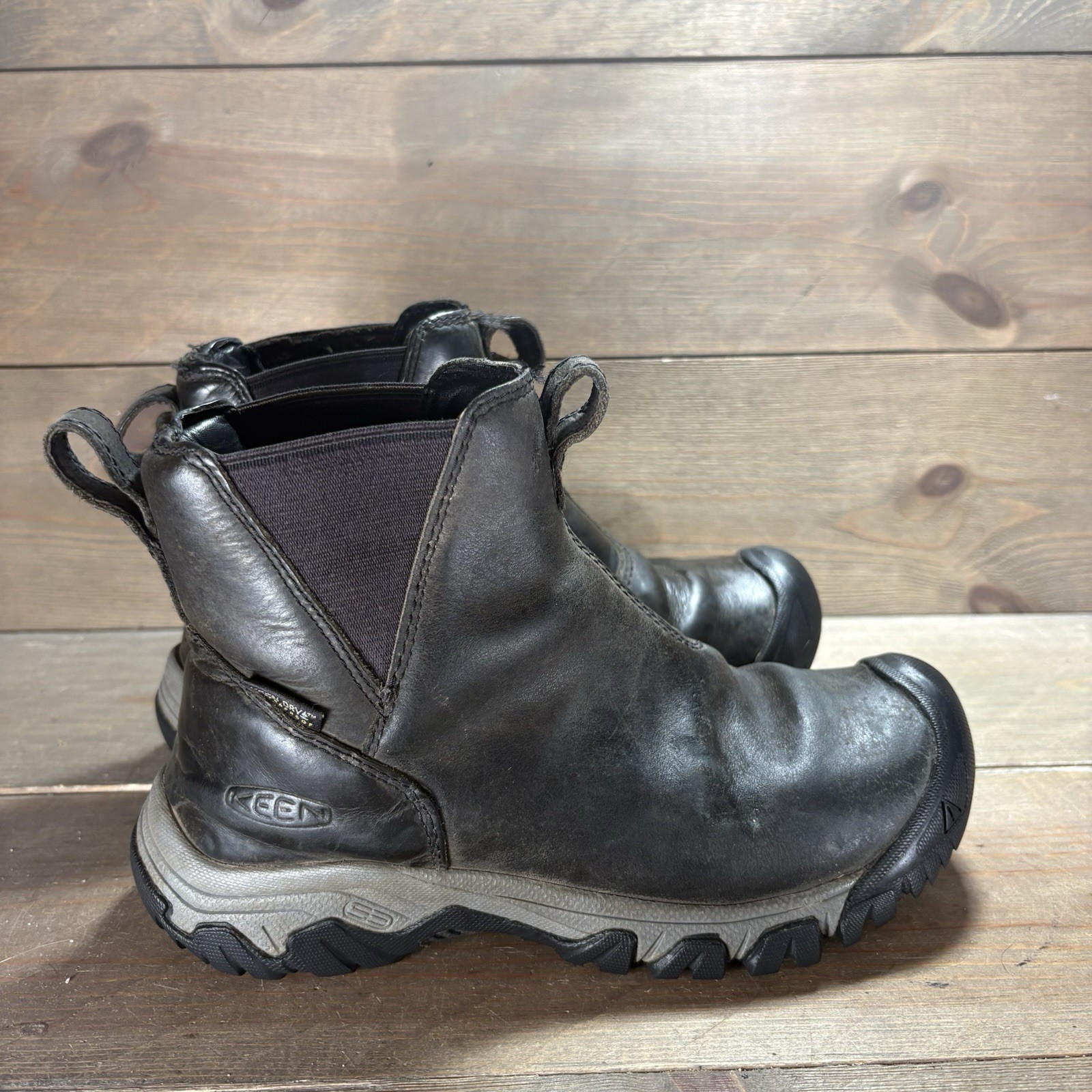 keen greta womens size 6 shoes black leather waterproof ankle chelsea boots