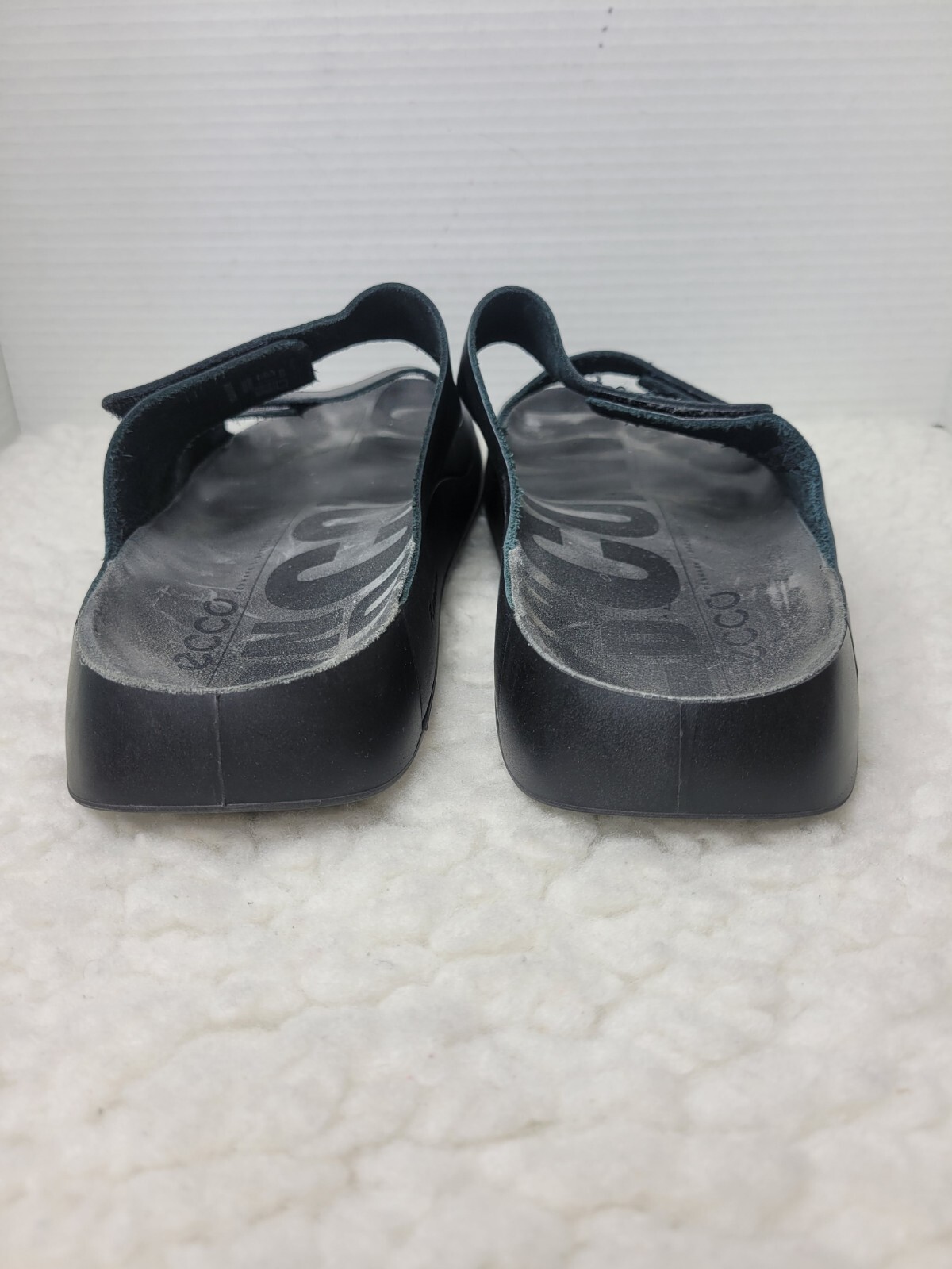 Ecco 2nd Cozmo Sandals Men’s Size 13 Black Leather Double Strap Comfort Slide