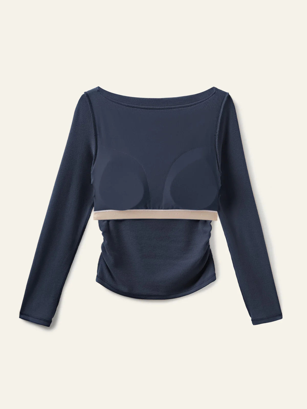 OGL Modern Side Ruched Boatneck Bra Top