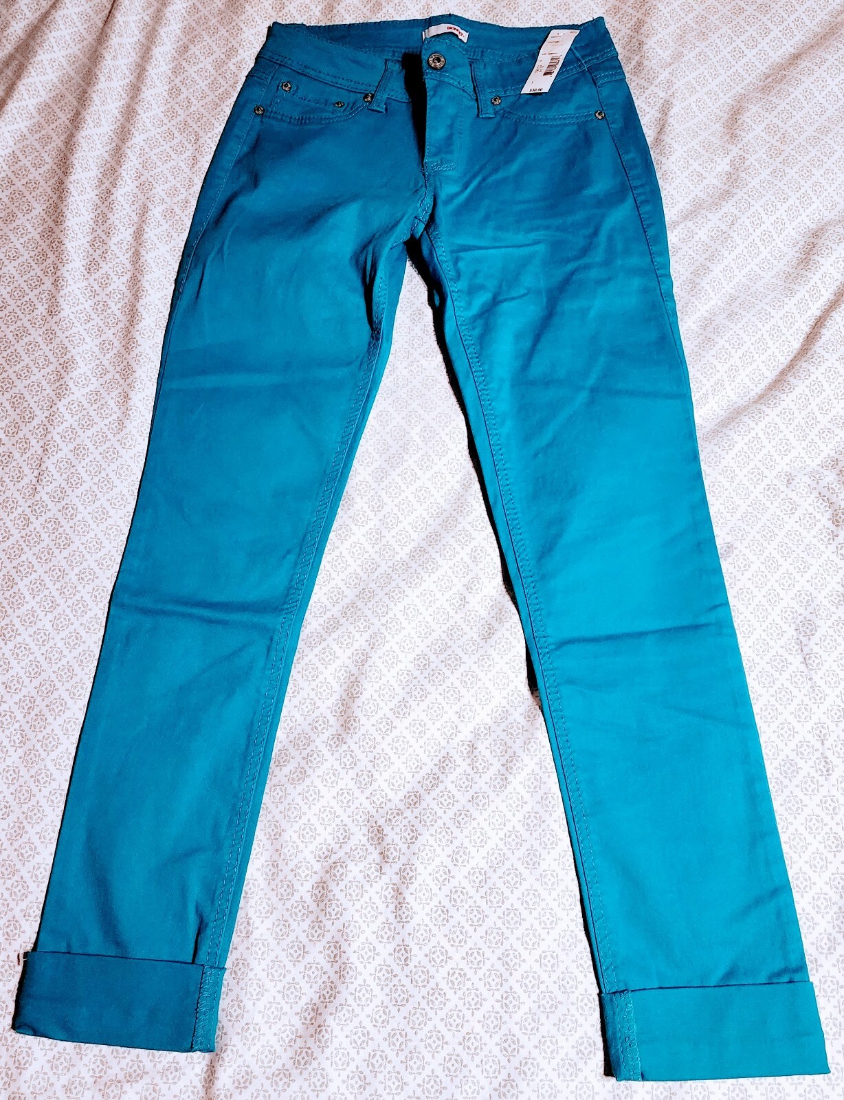 Bongo Junior Jeans Size: 1 BLUE Straight Slim Stretch Denim Pants Button Zip Fly