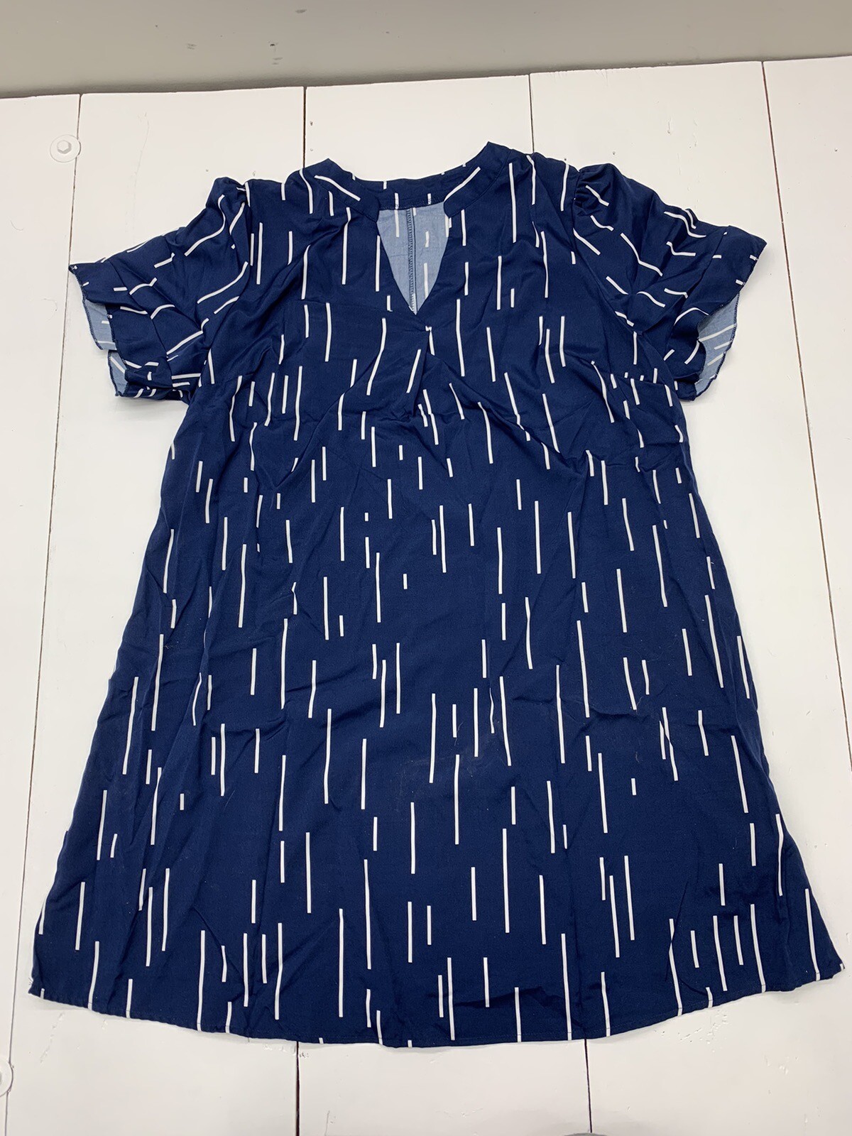 Womens Dark Blue White Strip Shirt Dress Size 3XL