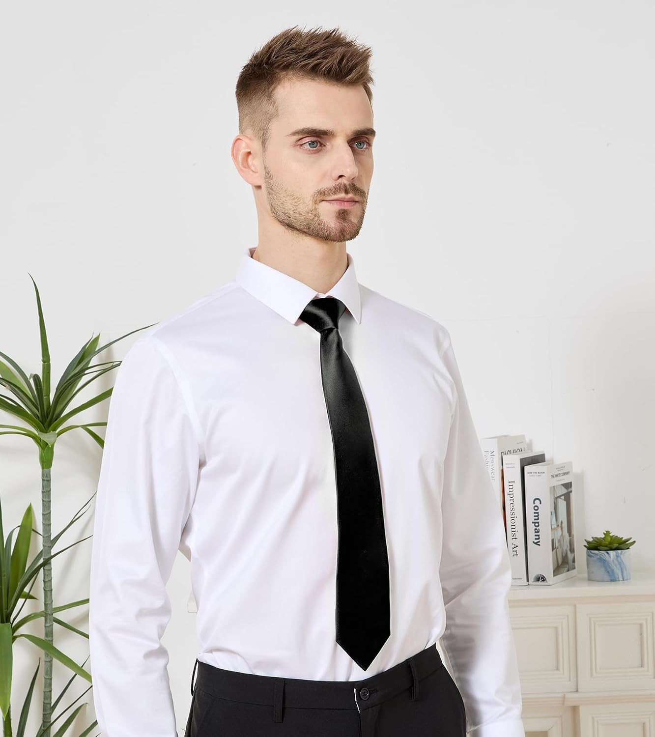 Men’s Tie Set Solid Pure Color 3.15″ (8CM) Classic Formal Plain Necktie and Pock