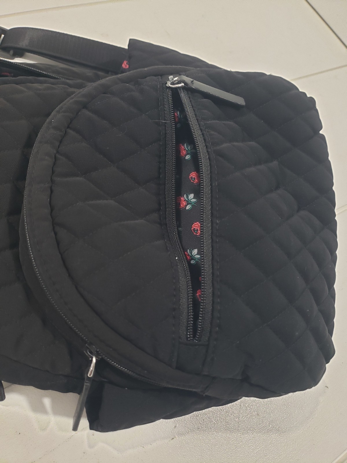 Vera Bradley Essential Compact Classic Black Quilted Backpack Everyday Use