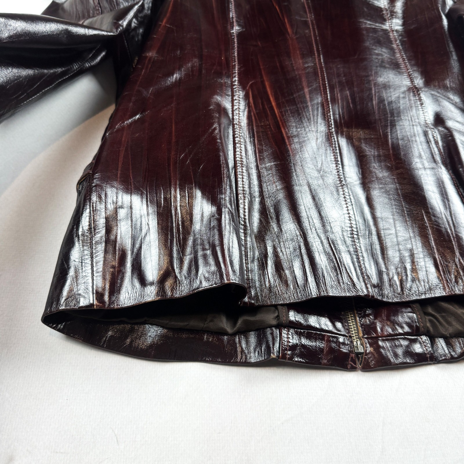 Womens Vintage Brown Leather Jacket Fur Collar Buckle Pocket Biker Moto Style
