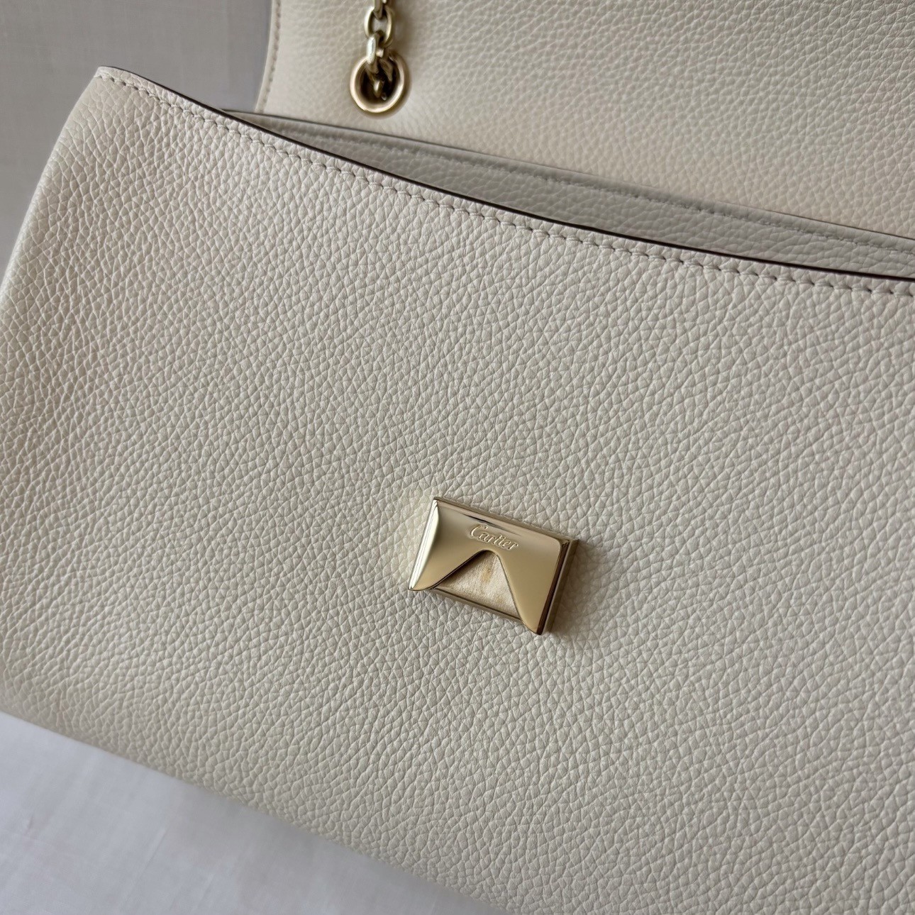 CARTIER Panthère Graphique Small Bag Cord Beige Handbag Purse Italy EXCELLENT