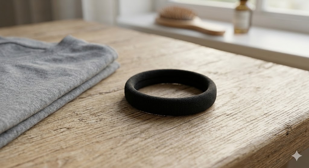 1x Black Elastic Hair Tie Simple No-Damage Ponytail Holder Bands Hair Accessorie