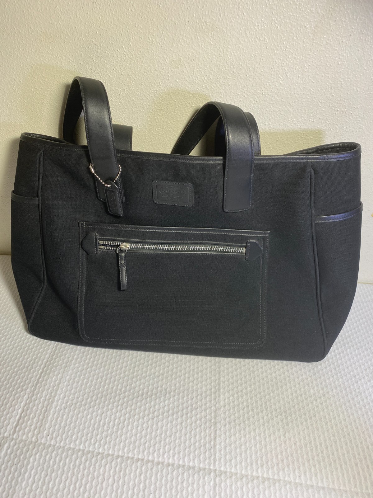 COACH Large Black Canvas Tote Bag Diaper Weekender Travel Carry On Handbag