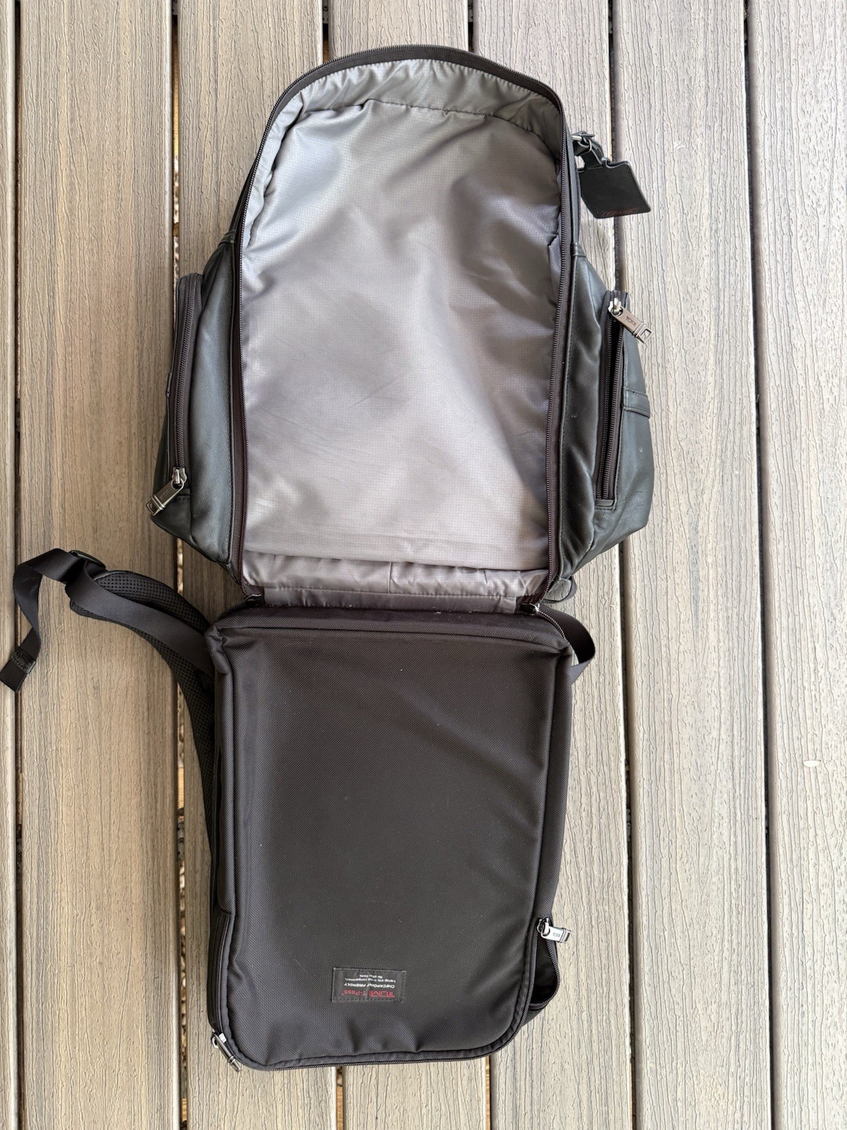 Tumi Black Leather Backpack