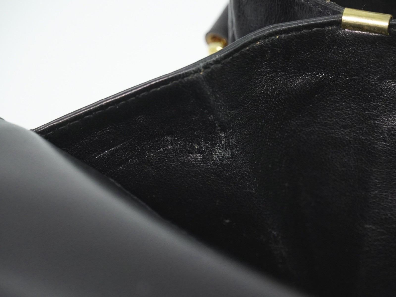 CELINE Horse Carriage Hardware Leather Shoulder Bag Black Gold