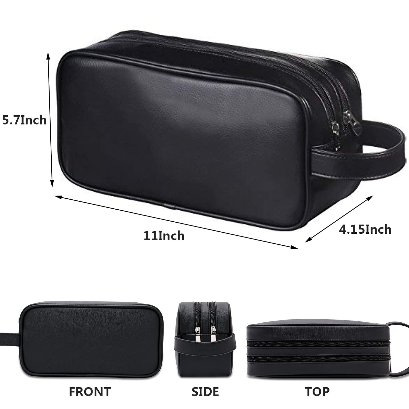 HappyDavid Soft PU Leather Zipped Travel Toiletry Bag Mens Ladies Supply