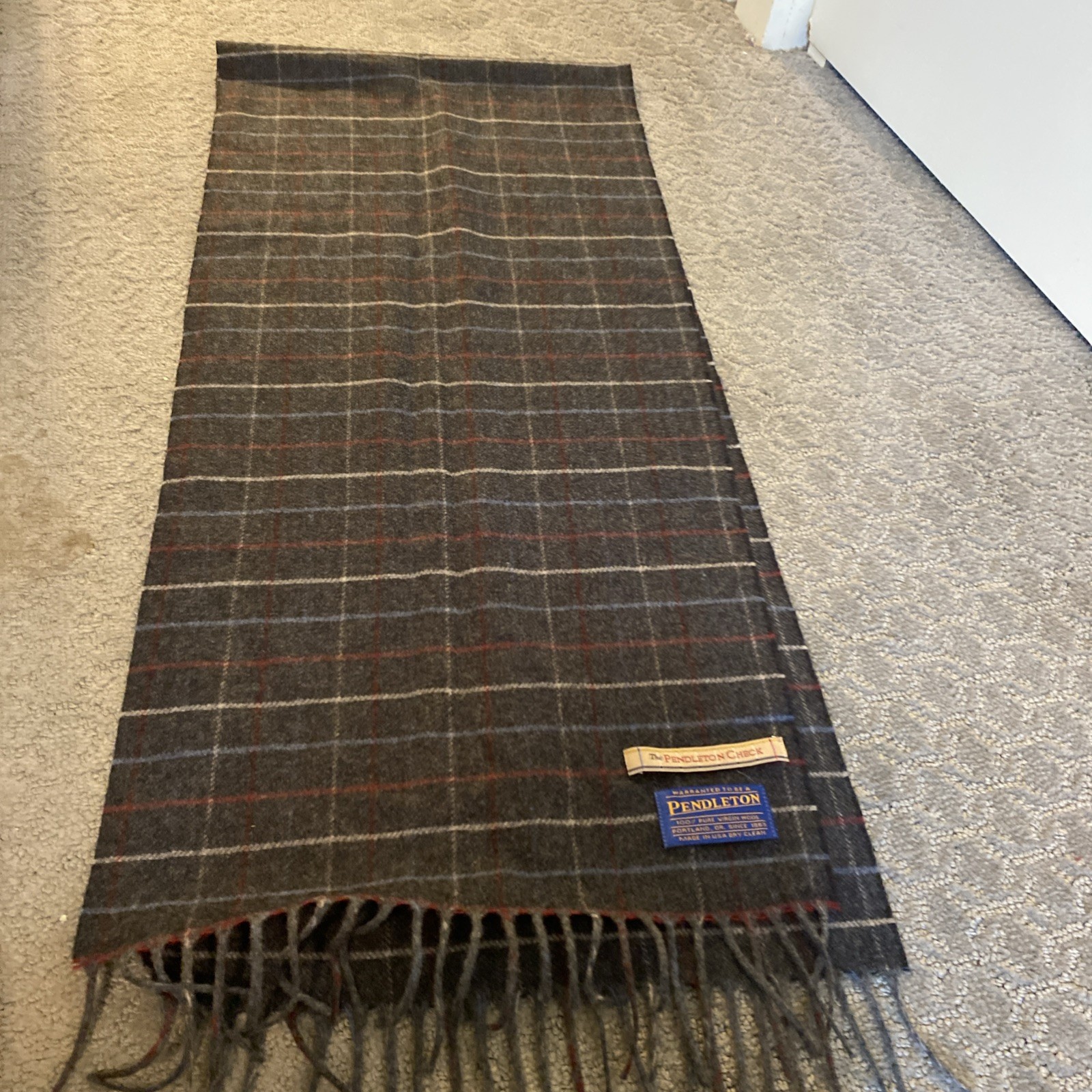 Vintage Pendleton Scarf Striped 100% Virgin Wool Made In USA 12.75” x 56.5” #A