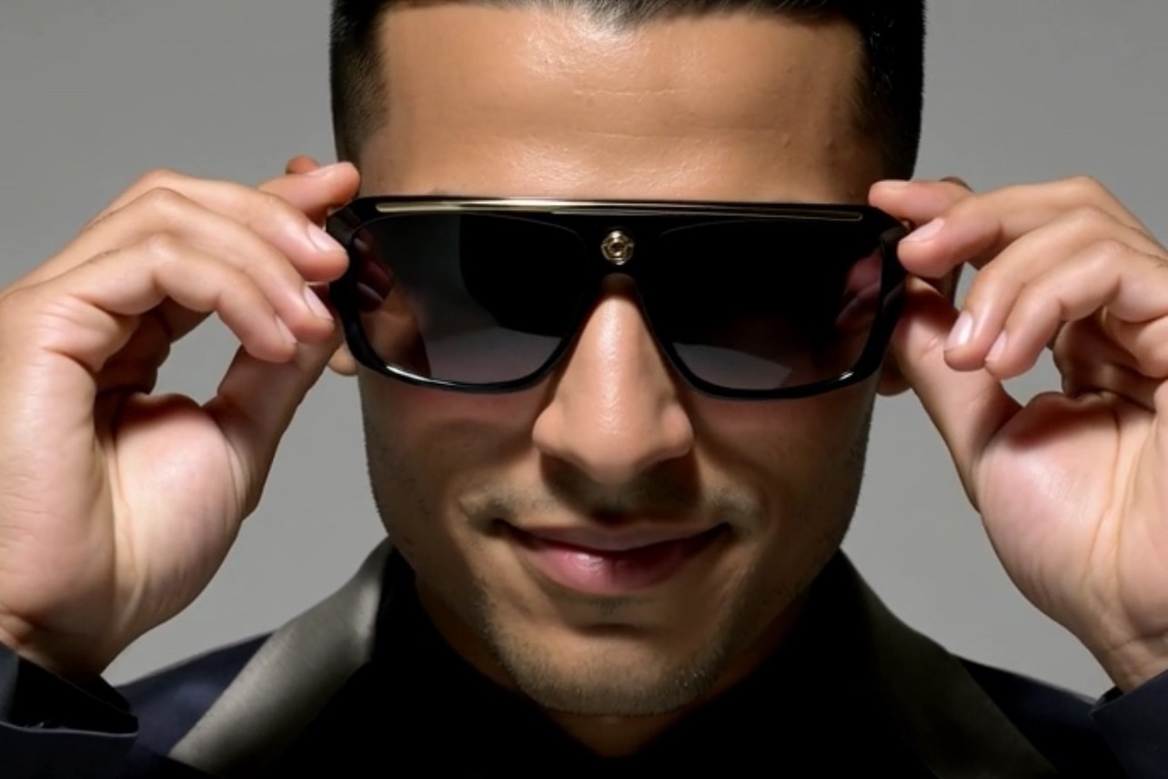 Oversized Square Kleo Lion Head Medallion Flat Top Sunglasses Lentes Shades