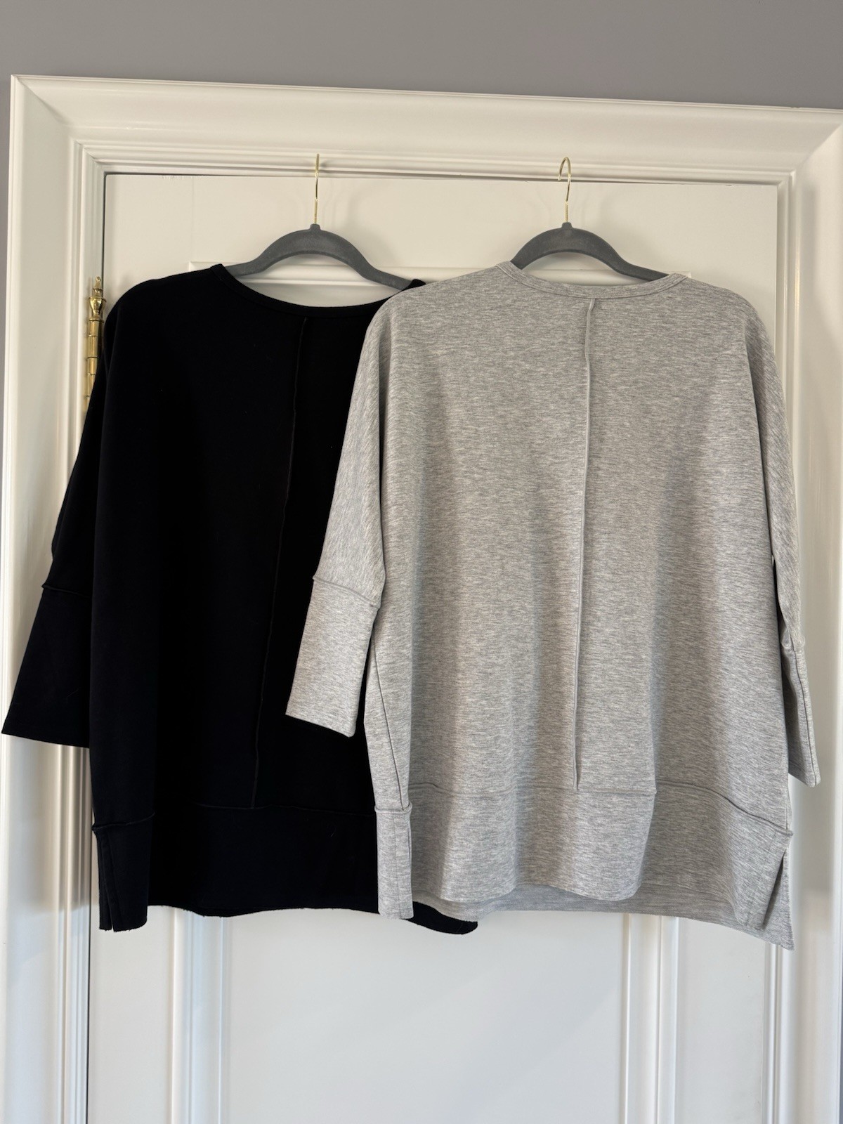 (1) NWT Heather Grey and (1) NWOT Black SPANX Oversized Small Dolman Sweatshirts