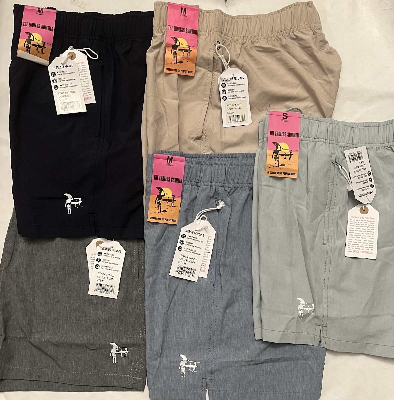 The Endless Summer Men’s Assorted Shorts Hybrid/ Volley. 4Way Stretch Quick Dry