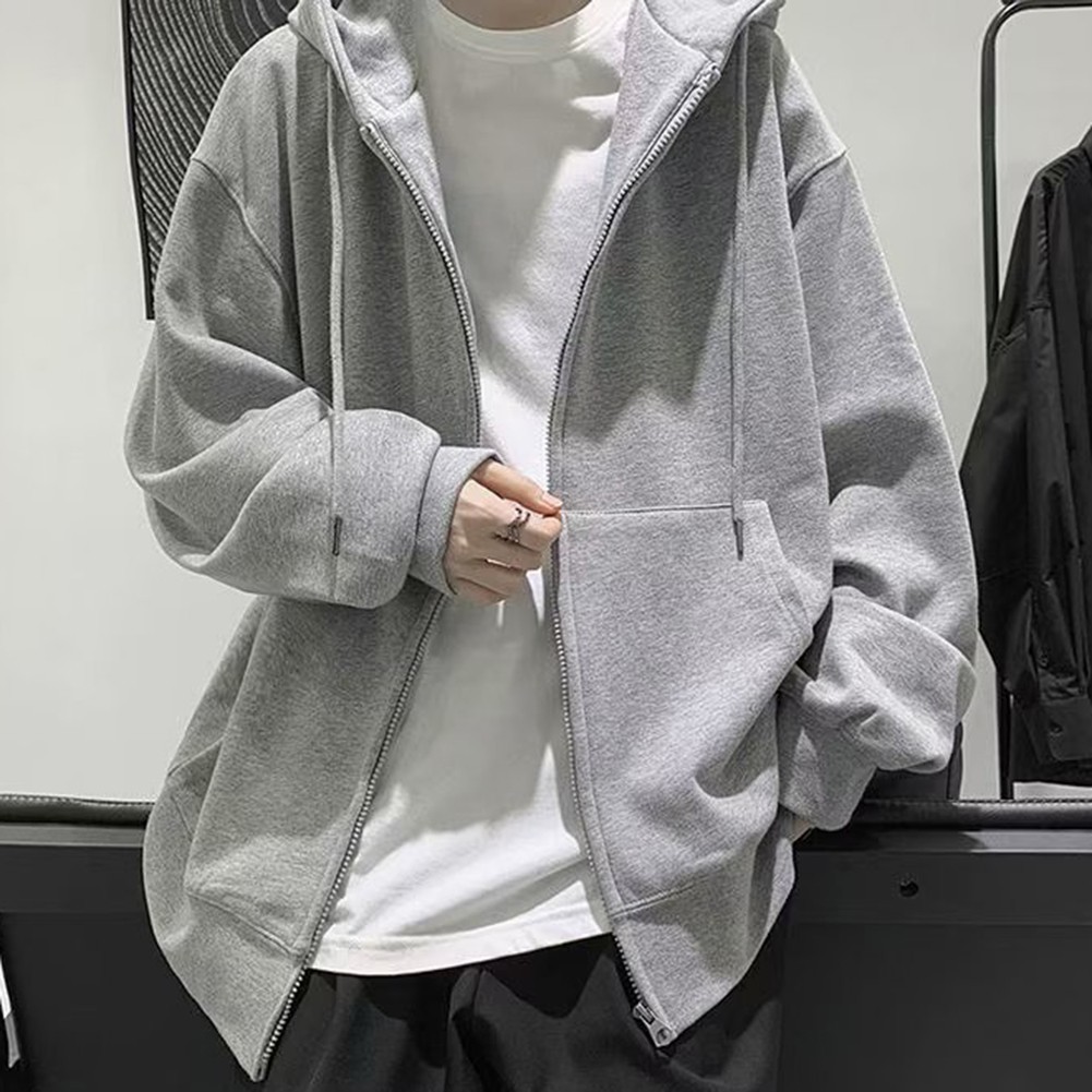 Men Polyester Spandex Blend Oversized Cotton Hoodies Harajuku Streetwear Jacket
