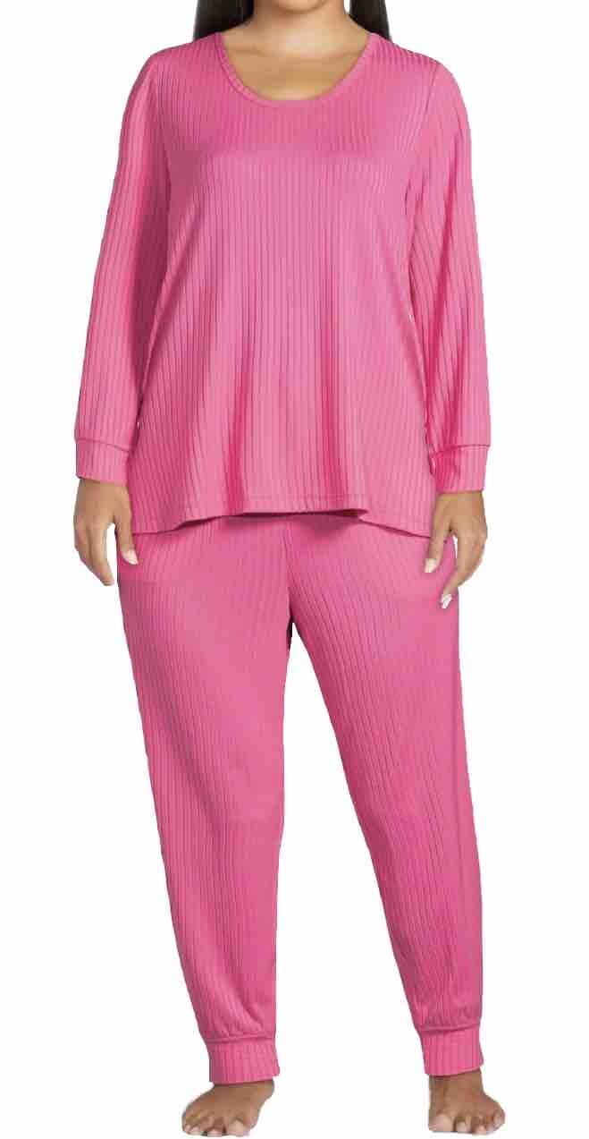 Joyspun Womens Ribbed Ultra Soft 2 Piece PJ set, sizes S, M, L, XL, 2XL, 3XL