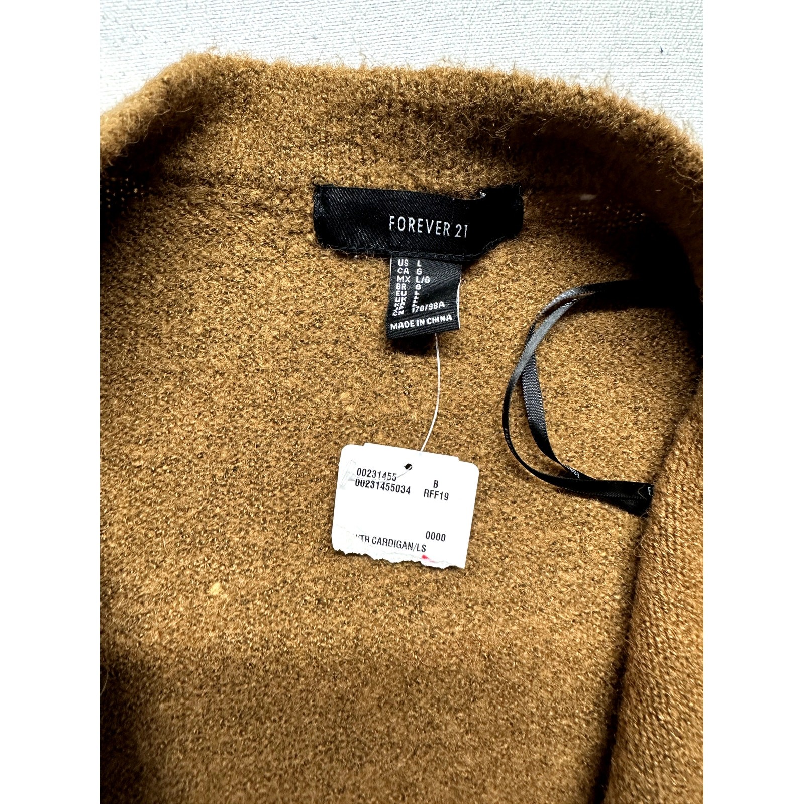 Forever 21 Brown Oversized Open Front Cardigan Sweater Coatigan Women’s Size L
