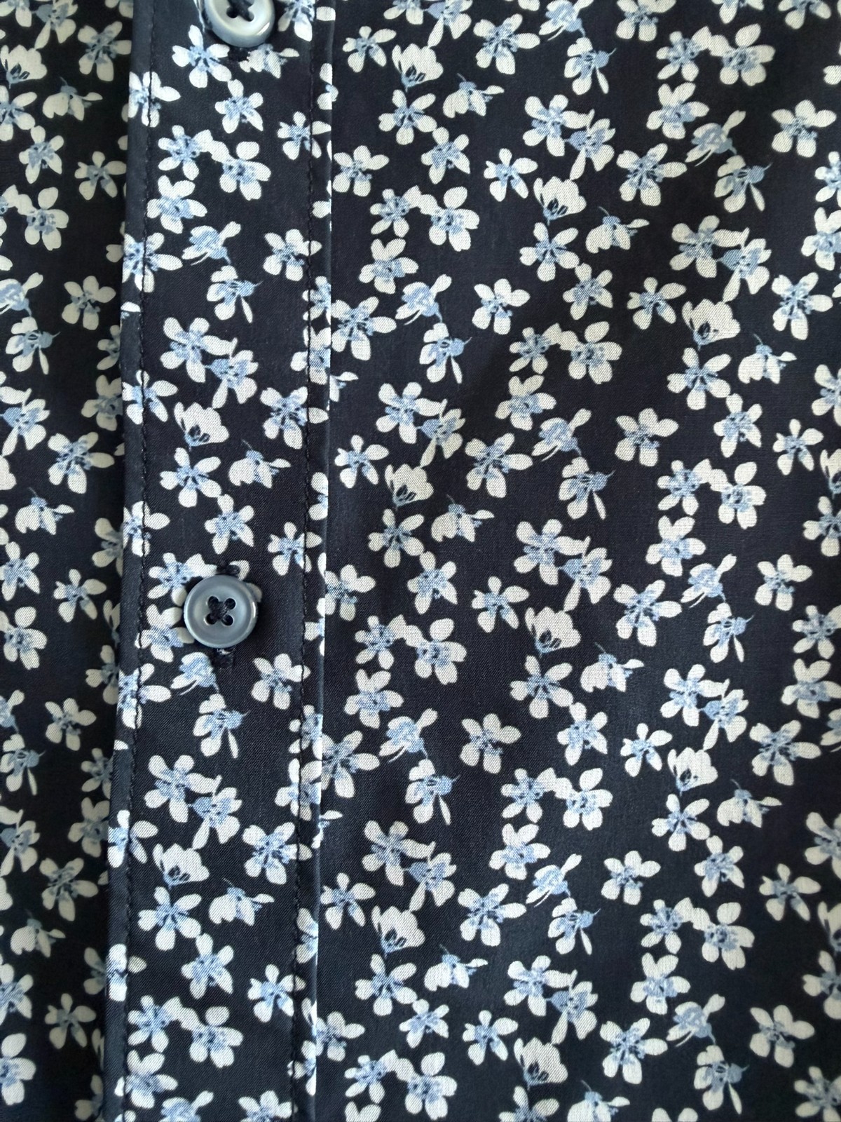 7Diamonds Bowen Floral Button Up Shirt Mens L Navy 4-Way Stretch Short Sleeve