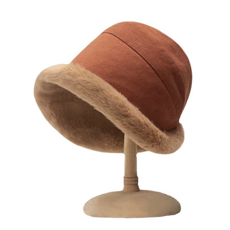Bucket Winter Hat Wide Brim Fluffy Plush Fisherman Soft Faux Fur Cap