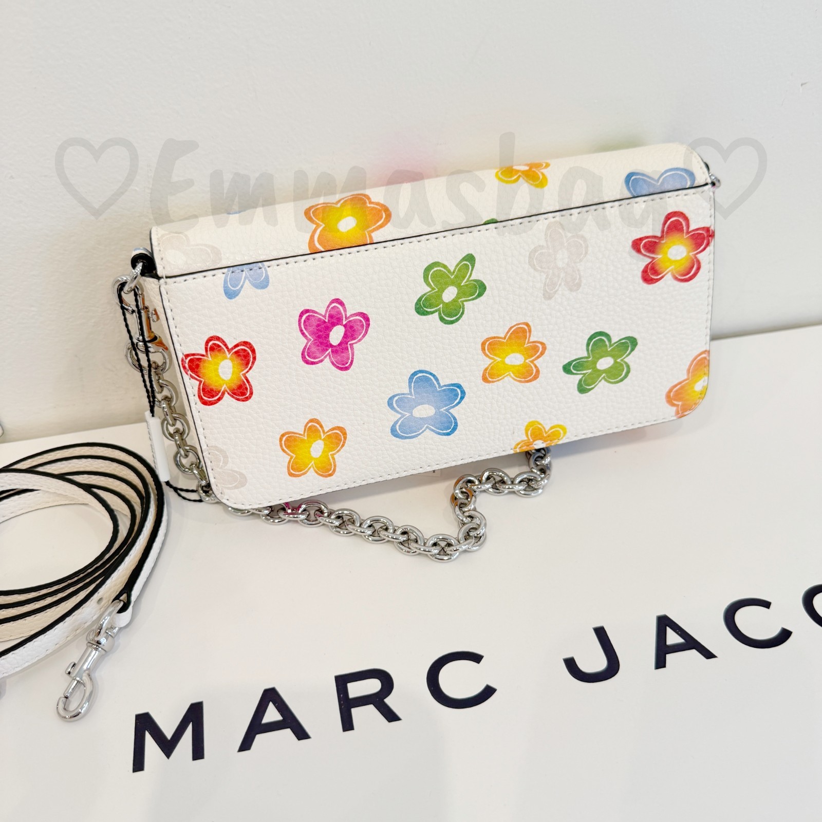 Marc Jacobs Mini Chain Bag 4P6SMN021S01 White Multi $288 Flower Print