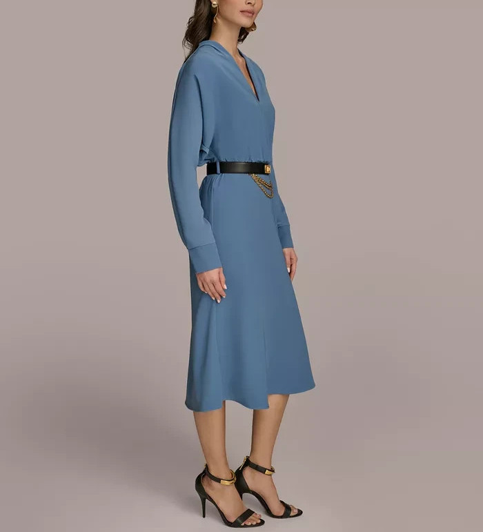 Donna Karan New York V-Neck Long-Sleeve Dress MSRP $249 Size 14 # 14B 2537 Blm