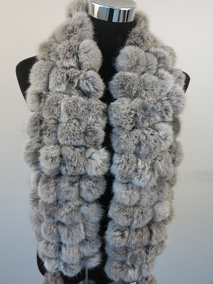 100% real rabbit fur pom poms scarf/ cape/ wrap 7 wonderful color available