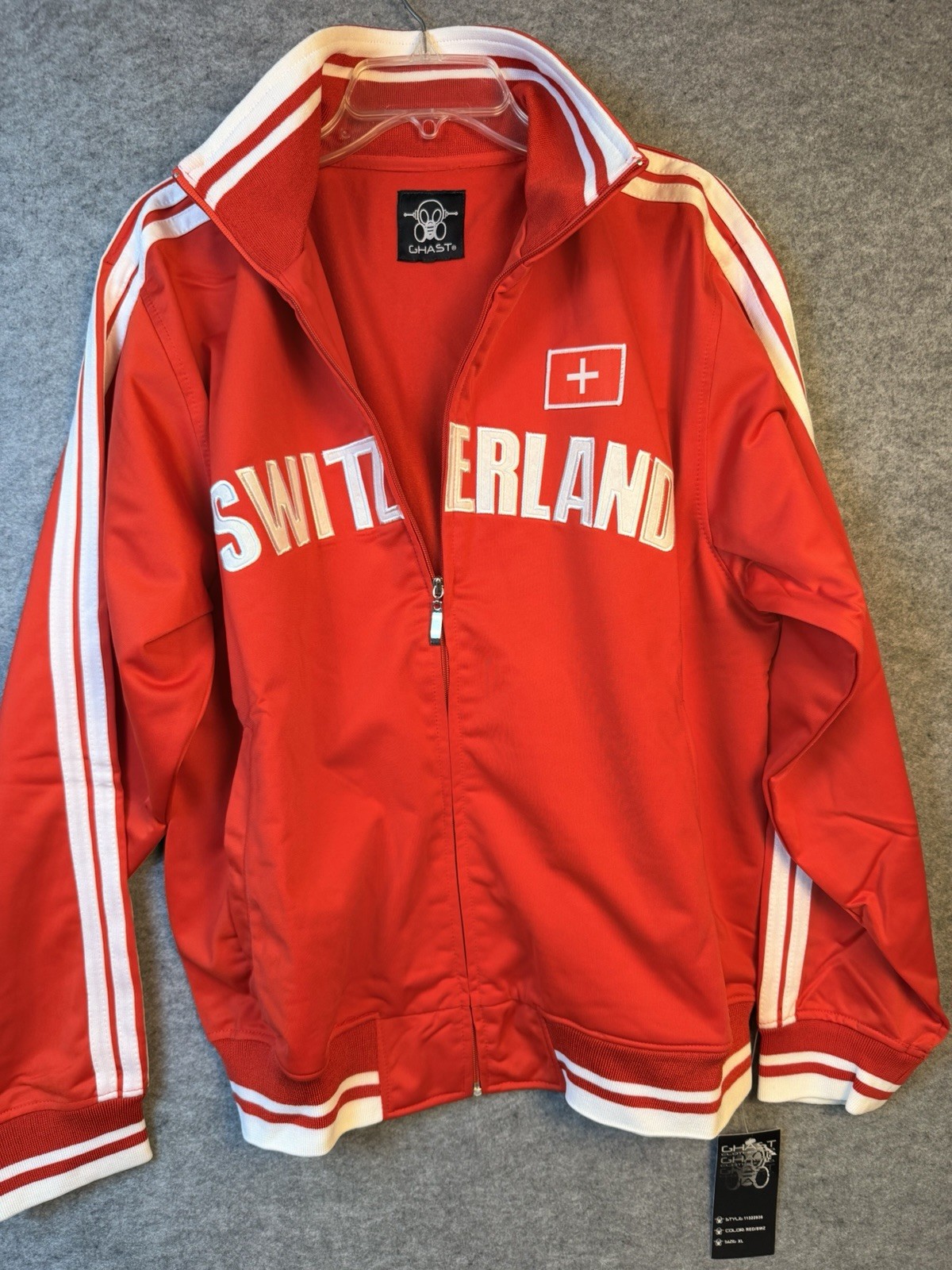 Ghast Track Jacket Mens XL Red Switzerland Flag Full Zip