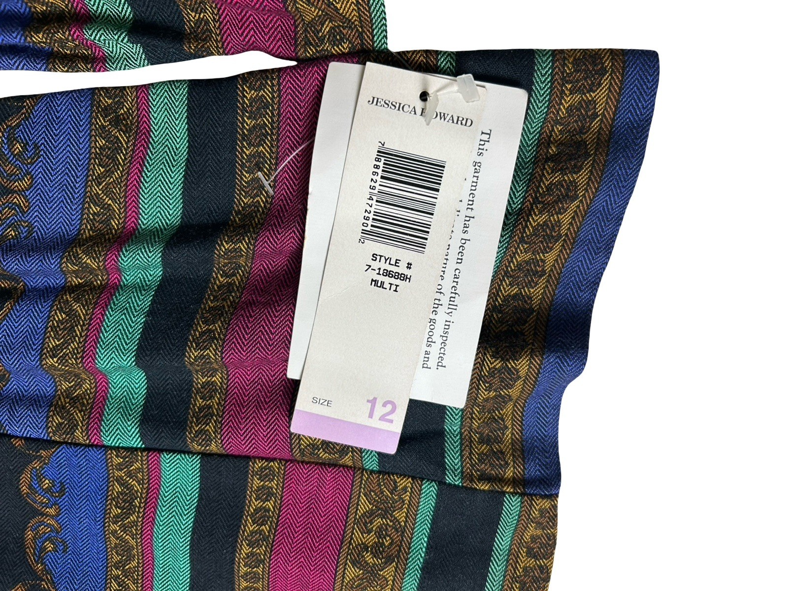 NWT Jessica Howard Frog Closure Jacket Sz 12 Boho Multi Print Long Sleeve Fitted