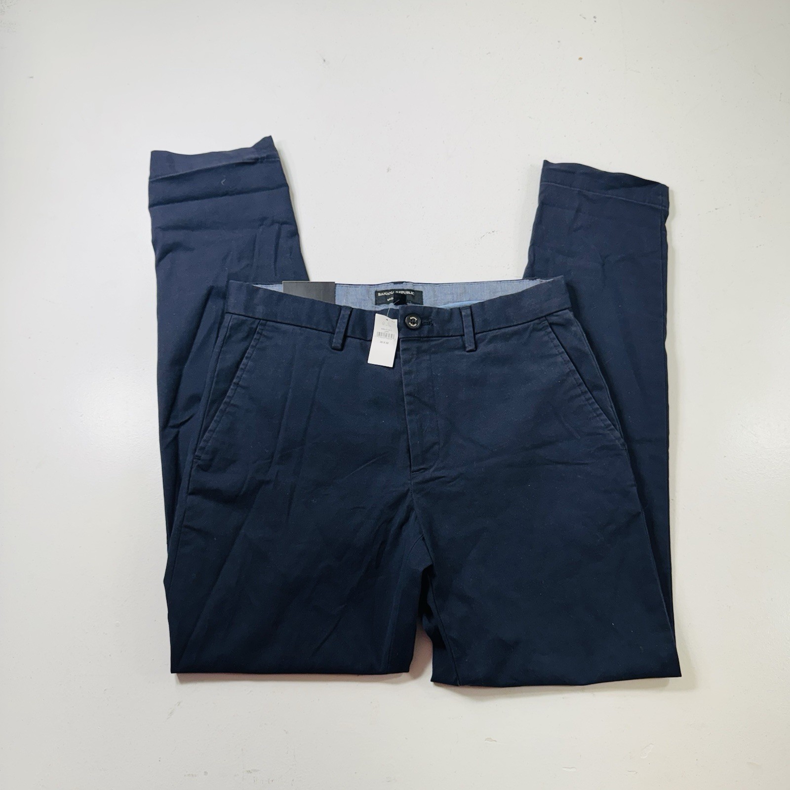Banana Republic Mason Chino Pants Navy Blue Flat Front Mens Size 30×32 Brand New